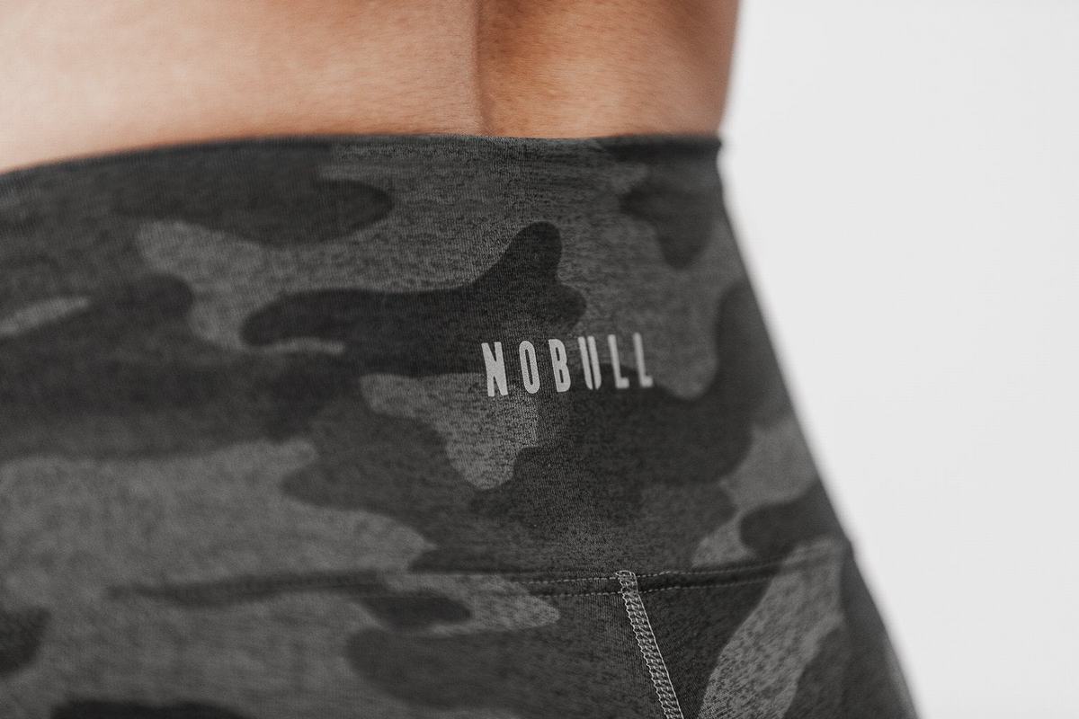 Nobull High-Rise Crop Plush Heather Women's Tights Dark Grey Camo | Australia (KV0432)